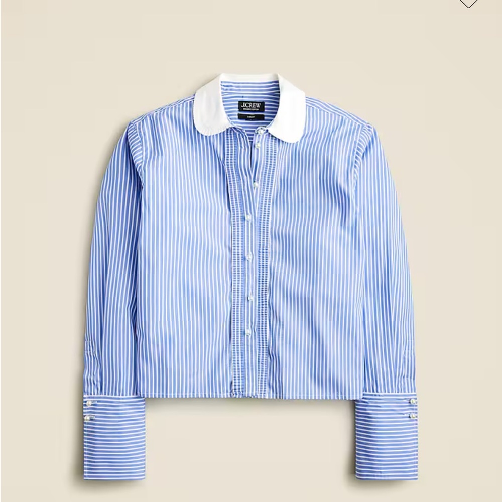 J. Crew Blue Striped Pearl Shirt